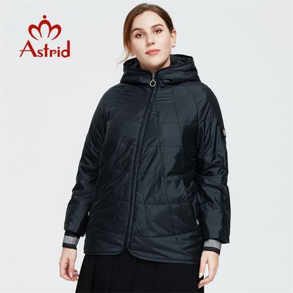 

astrid new autumn winter women's coat women windproof warm parka plaid fashion thin jacket hooded female clothing 9385 201214, Black