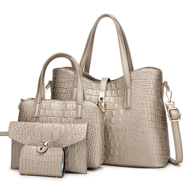 

crocodile women's new 2020 four piece designers hand tote leather mini shoulder women bags ing