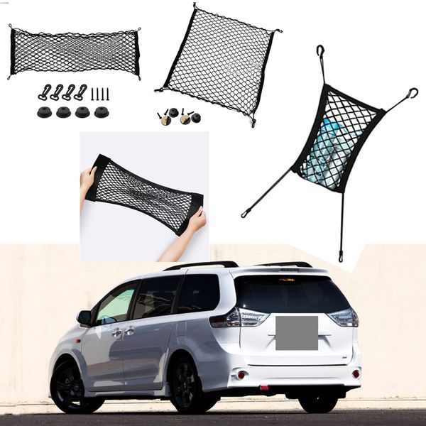 

for toyota sienna car vehicle black rear trunk cargo baggage organizer storage nylon plain vertical seat net