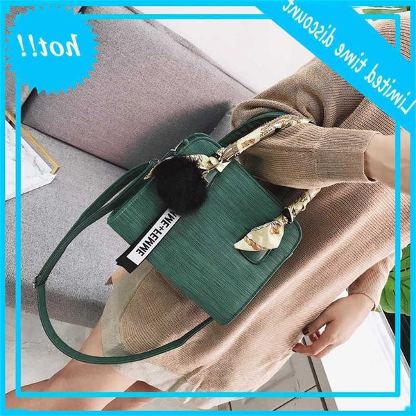 

new korean one shoulder portable slant span tide silk scarf hair ball women's bag