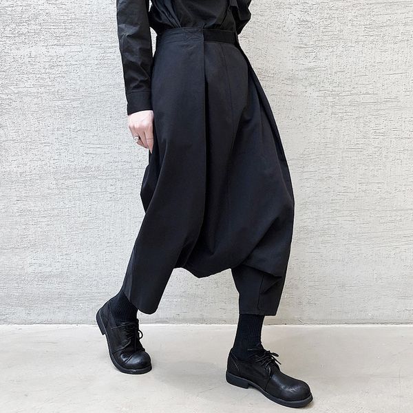 

2021 new s-6xl black summer loose virile casual personality small male fashion rectangular eighth niche hip-hop pants sazt