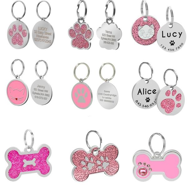 

custom dog tag dogs pets accessories personalized puppy dog cat name id tags engraved for small dogs cats bone paw sqcsva