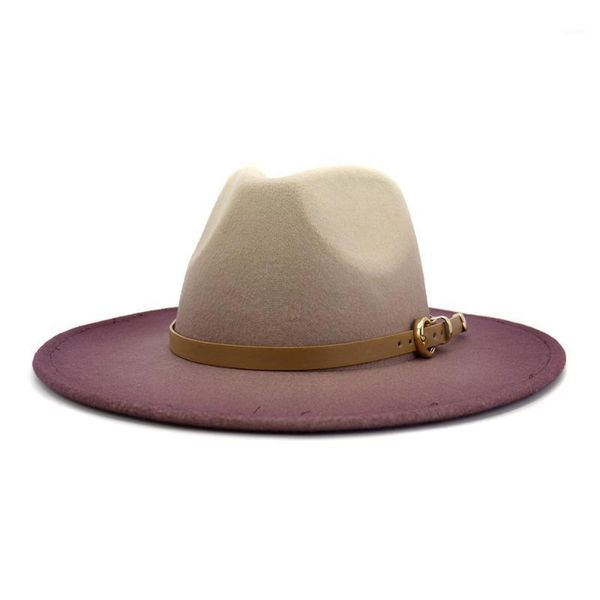 

weme new color hat with large brim in gradient woolen jazz hat1, Blue;gray