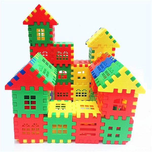 

50pcs lot diy color puzzle building block plastic insert building block house assembly educational toy children gift yjn wmtigb