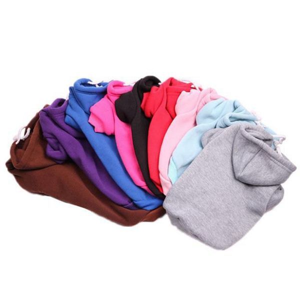 Autunno Inverno Vestiti per cani Cucciolo solido Cappotti con cappuccio Giacca per cani di piccola taglia Felpa calda in poliestere Abiti per animali domestici 10 colori BT920