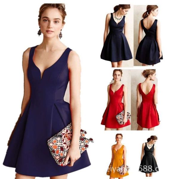 

hepburn deep v slim dress, Black;gray