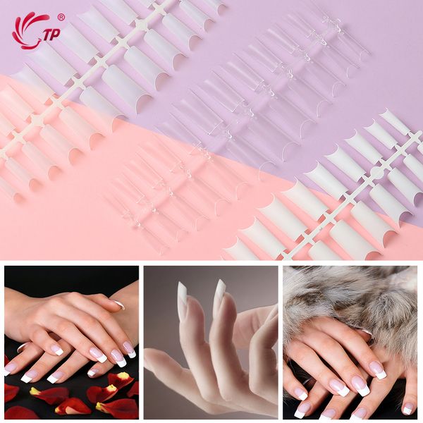

tp 504 pcs c curved fake nail half cover natural white french acrylic nail art false nails diy nails accessoires manicure tools, Red;gold