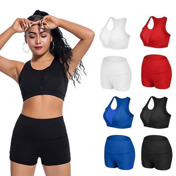 

yoga outfits woman fitness sports suit set quick drying mesh accessories female sold color, White;red