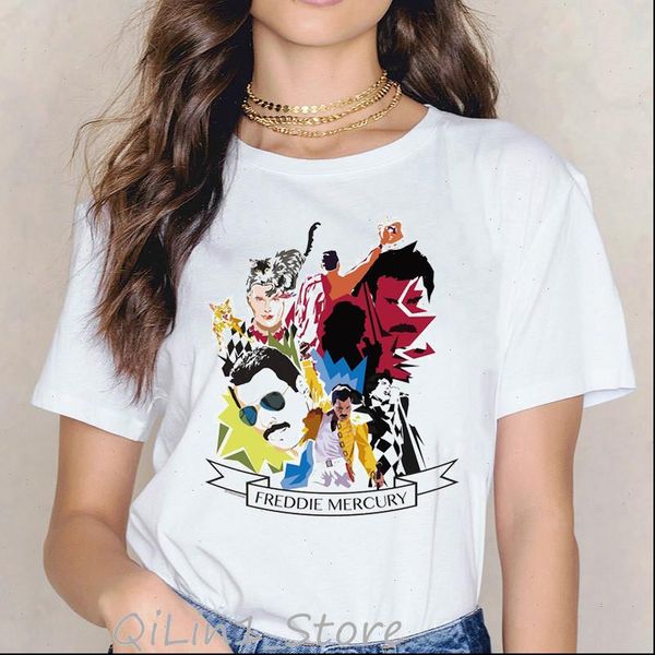 

freddie mercury t shirt women the queen band vogue tshirt hip hop rock punk style summer white friends gift tshirt femme