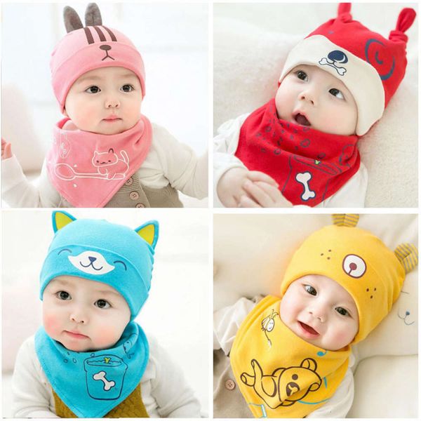 

2020 spring new cotton headgear baby sping cap triangle towel cover, Red;brown