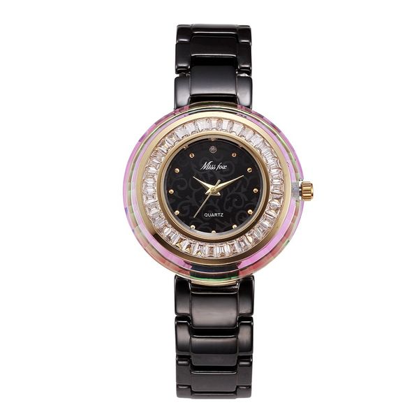 

2021 new ladies luxury watch net red live girl series ceramic jewelry watch 10m waterproof japanese quartz fashion dress watch, Slivery;brown