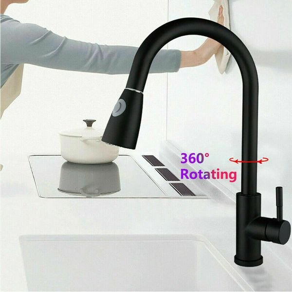 

kitchen faucet pull down sprayer mixer tap 1 handle faucet deck mounted black with 2hose