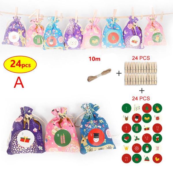 

1 set christmas gift bag candy bag with clips rope and stickers set j2y1