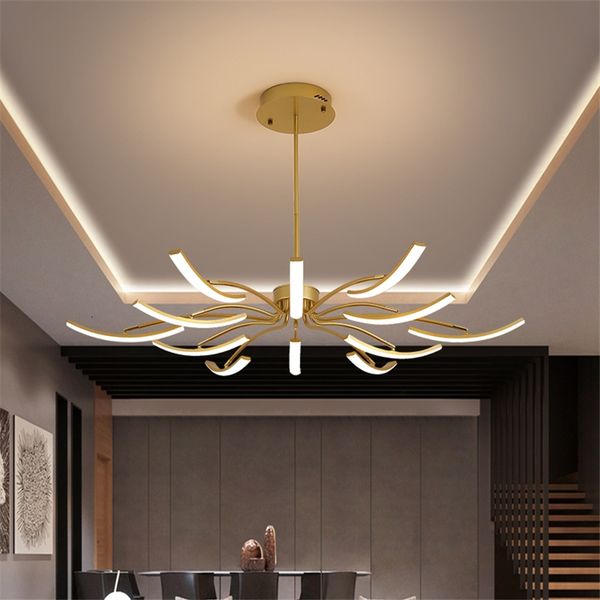 

2021 new modern led chandelier light nordic loft rotatable aluminum art chandeliers home acrylic lampshade hang decoration lighting i1fu