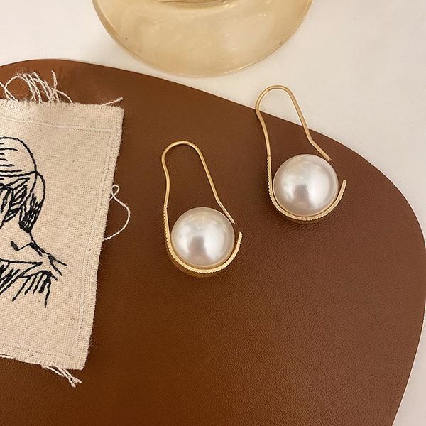 

timeonly japan elegant big imitation pearl earrings for women girl gold color alloy drop dangle earrings wedding jewelry, Silver