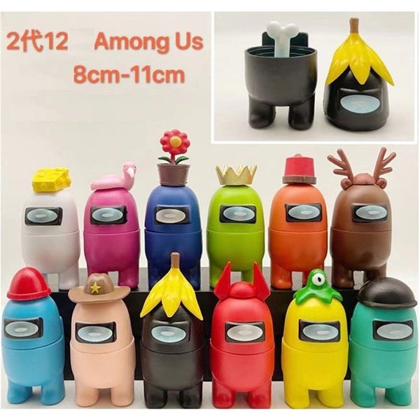 

12pcs among us toys new anime figure mini cartoon models game werewolves kill doll ornaments diy decoration capsule dolls blind box h12204