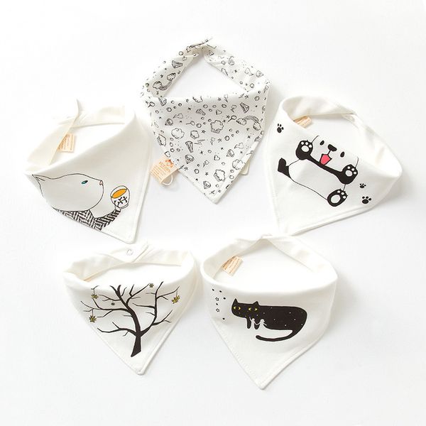 

5pcs baby bibs cartoon print 9 type cotton baby babador bandana bib for babies scarf boys girls baby bib burp bavoir bandanas y200710