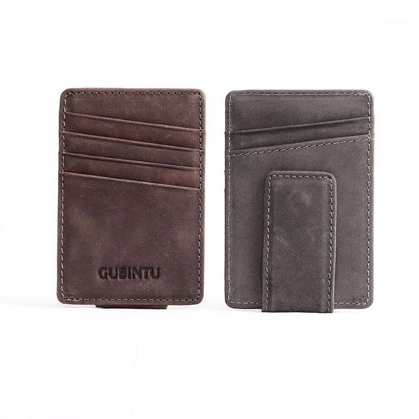 

leather slim mens wallet money clip color with hasp design burnished edges brand new men bifold wallets fwh1121, Black