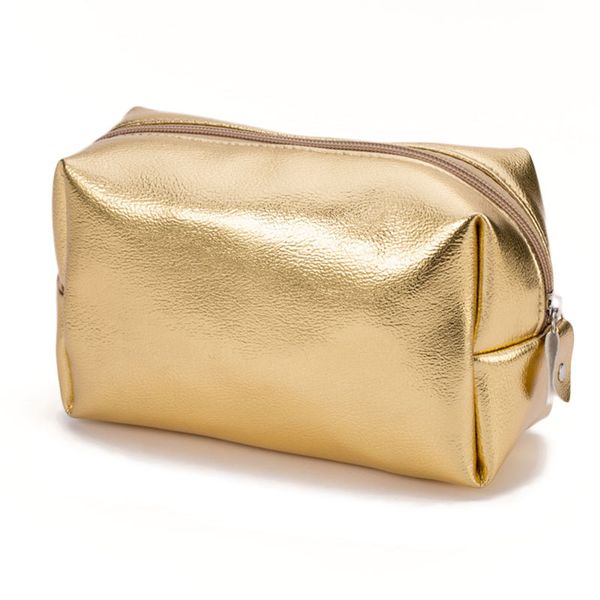 

trousse de maquillage zipper large capacity waterproof pu bag leather lady portable golde bling makeup women mekup cosmetic bag