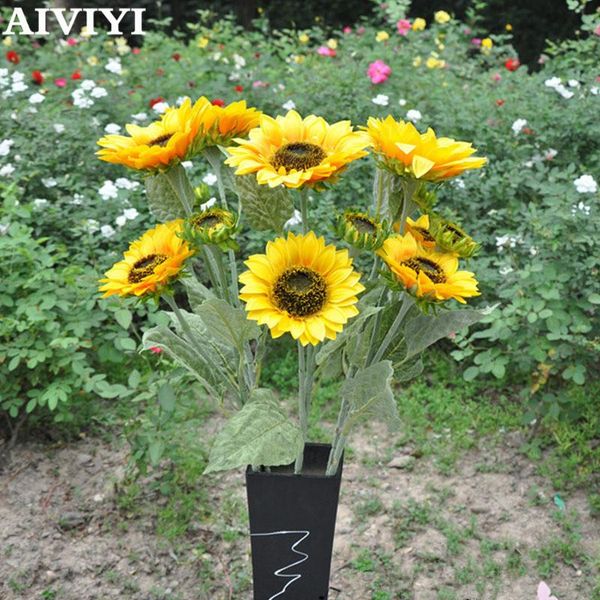 

lifelike artificial sunflower silk flower home garden verandah bedroom office party flower wall decoration