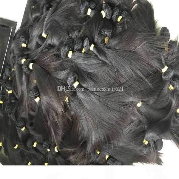 

100% cuticle aligned hair unprocessed human hair straight 8 to 30 32 34 36 38 40inch glamorous raw indian hair bundles, Black