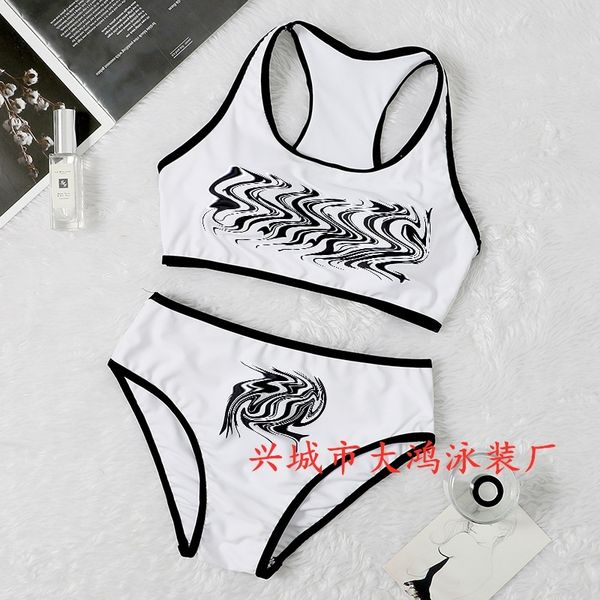 

2020ss split swimsuit sports bikini swimsuit english letter with tag, White;black