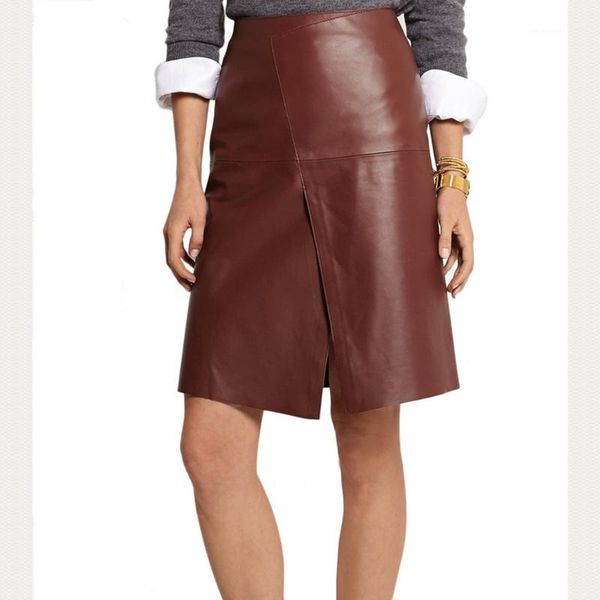 

skirts women 100% sheepskin genuine 2021 fashion female design a slim hip skirt real leather h741, Black