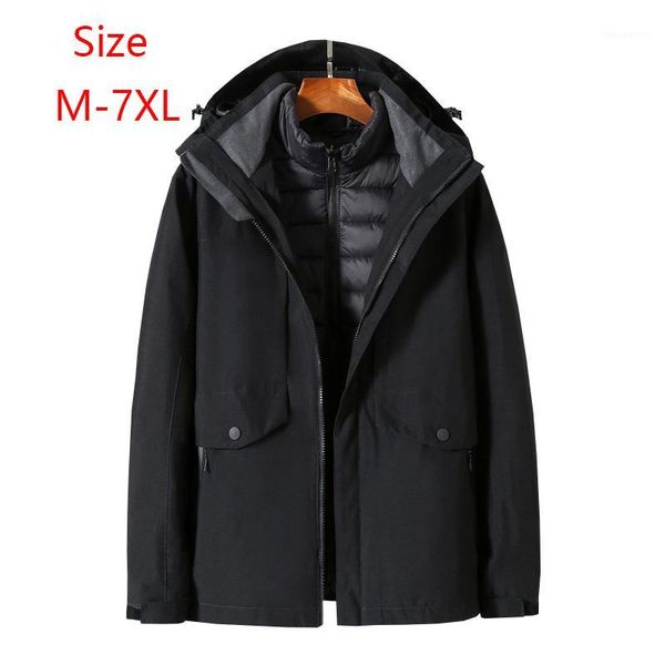 

m-7xl plus size mens winter jackets and coats new fashion jackets mens windproof fashion parkas pockets coats1, Black