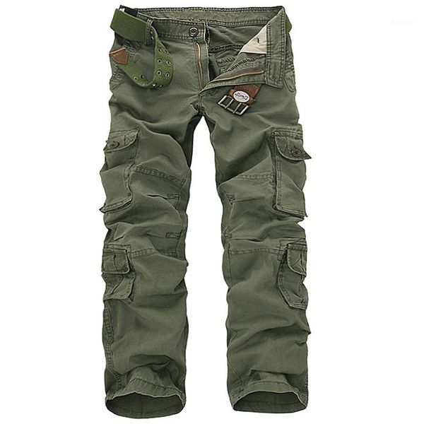 

men's cargo pants loose baggy tactical long trousers male outdoor casual cotton multi pockets cargo pants plus size 461, Black