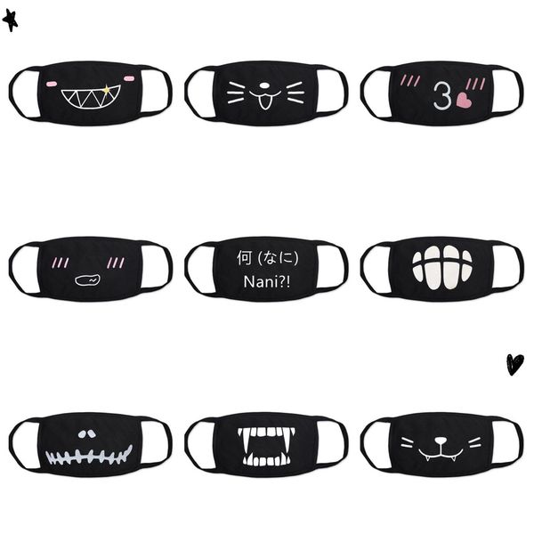 

expression black emoticon printed fashion cute facial pure cotton personality cartoon dustproof washable mask