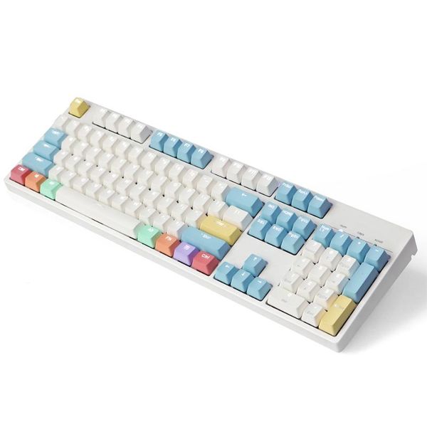 

colorful chalk design pbt backlit keycaps for 87 104 108 keys cherry mx switch mechanical gaming keyboard replace keycap diy
