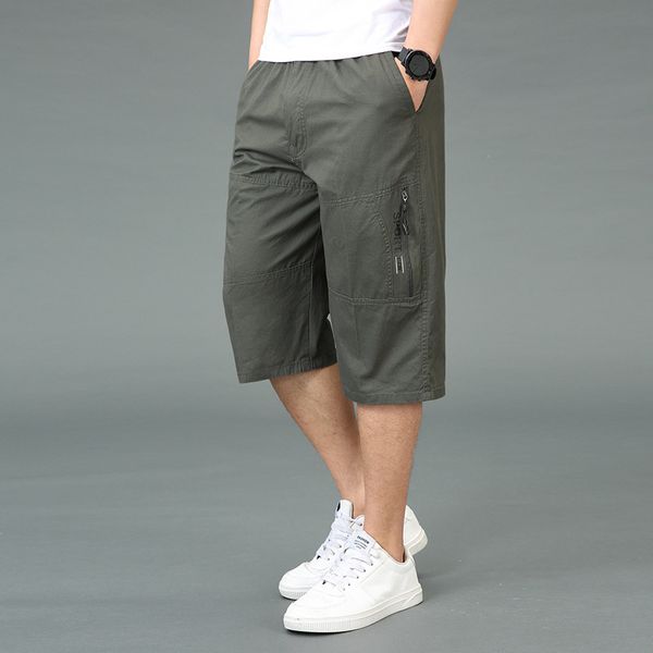 

summer 2020 capris casual overalls cotton baggy shorts men's large, White;black