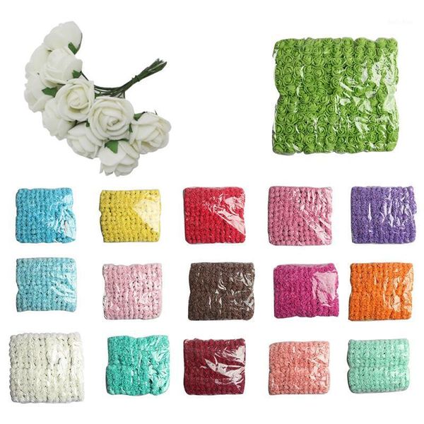 

144pcs 2cm pe rose foam mini flower bouquet solid color/wedding decoration pink1