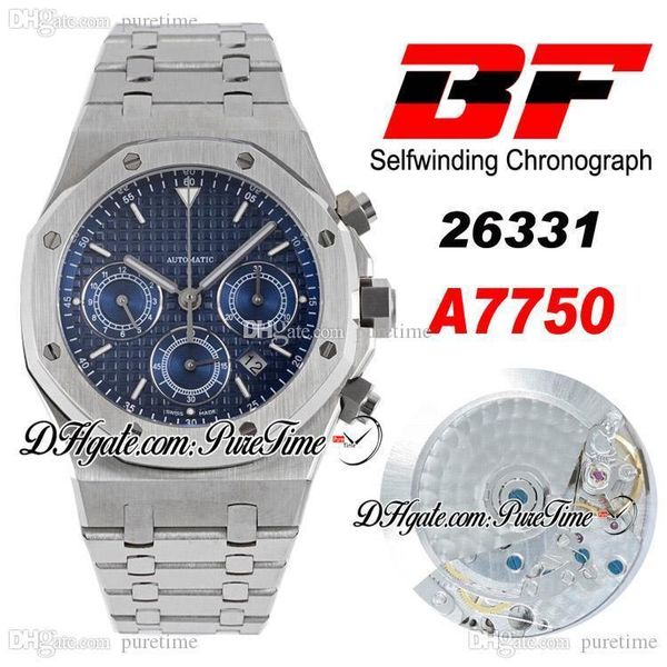 

bff v2 26331 eta a7750 automatic chronograph mens watch steel blue texture dial stainless steel bracelet ptpa edition new puretime 3c, Slivery;brown