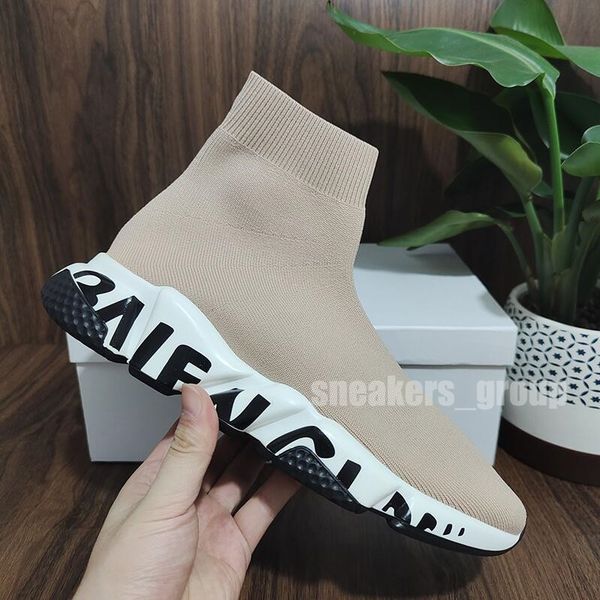 

black white speed trainer casual shoes man woman socks boots with box stretch-knit casual boots race runner sneakers