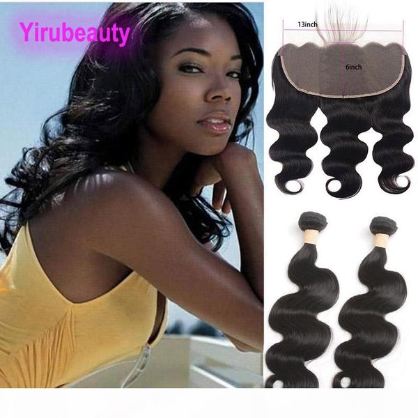 

peruvian human hair 2 bundles with 13x6 lace frontal with baby hair extensions with 13*6 frontal body wave natural color 8-28inch, Black;brown