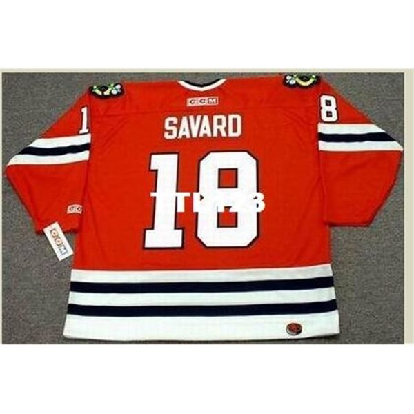 

740s #18 denis savard chicago blackhawks 1986,1988,1996 ccm retro away hockey jersey or custom any name or number retro jersey, Black