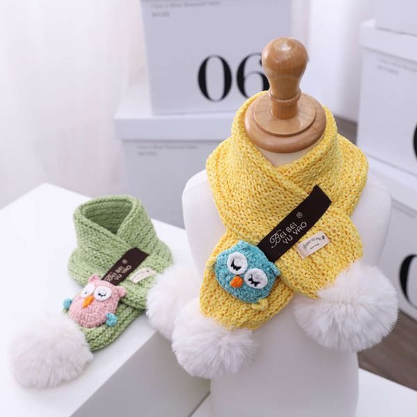 

warm 2020 new winter owl baby's neck children's cartoon scarf wj8673, Red;brown