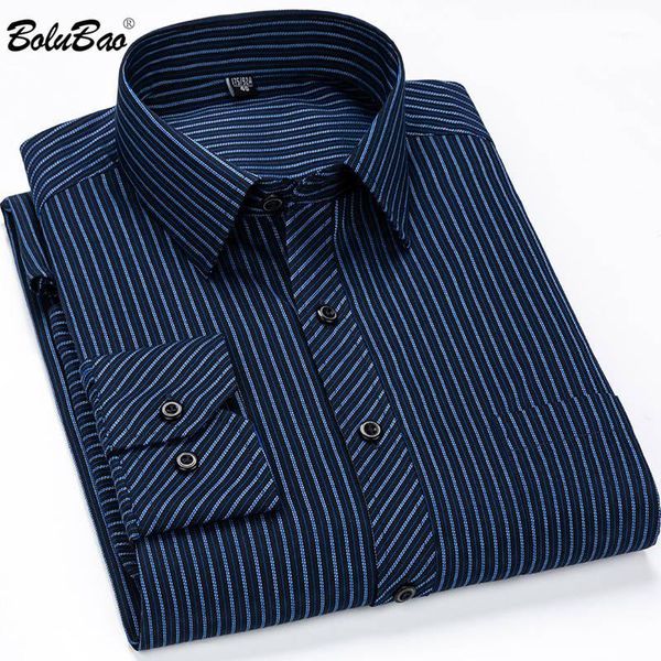 

bolubao men stripe shirts autumn 2020 men's brand shirts fashion wild long sleeve wedding formal shirt male1, White;black