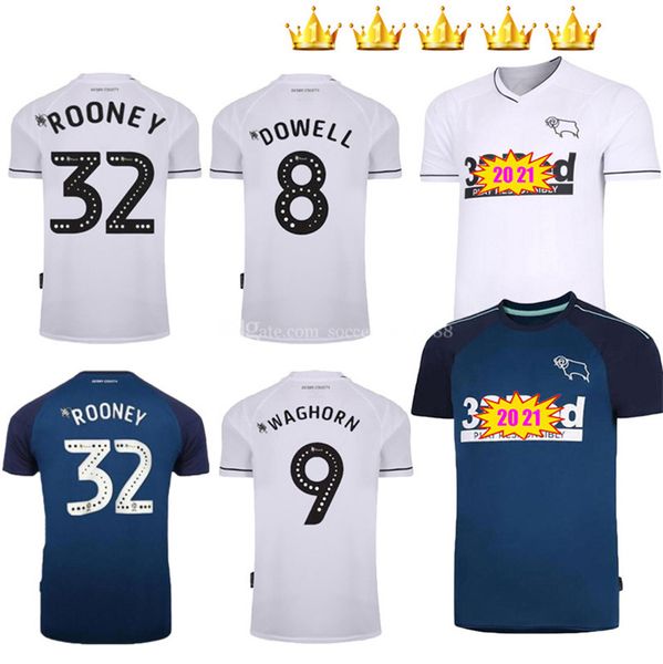 

32 rooney 20 21 derby county soccer jerseys home away 2020 2021 home camisetas de fútbol marriott lawrence waghorn kit football shirt, Black;yellow