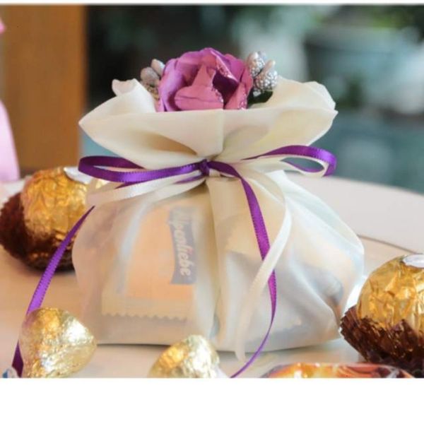 

u72miu factory price gift gifts organza candy flowers artificial handmade bags candies pouch favors packaging wedding decoratio 9 n