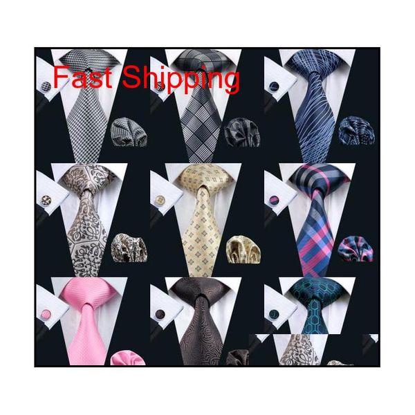 

900 styles classic wholesale new style mens tie set silk hanky cufflinks jacquard woven necktie men's tie set bu qylibj bde_home, Black;blue