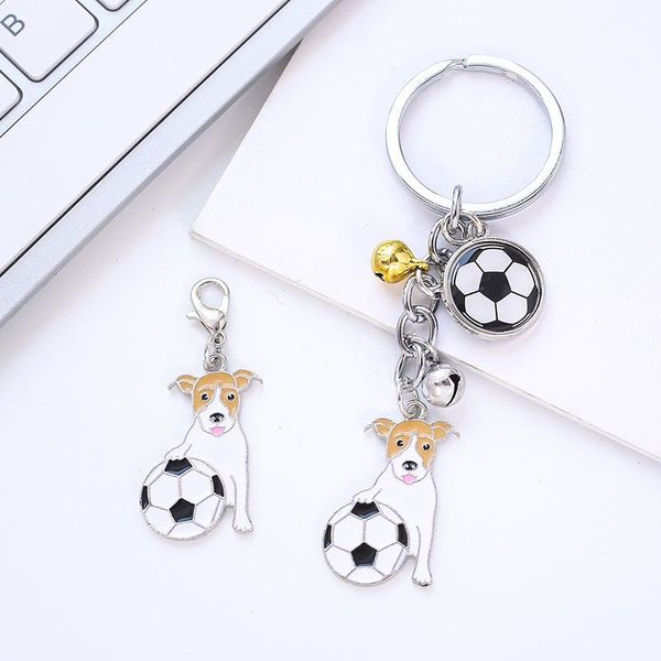 

i love dog playing football jack russell terrier keyrings pendant women metal pet bag charms car key chain holder jewelry gifts wmtrtq