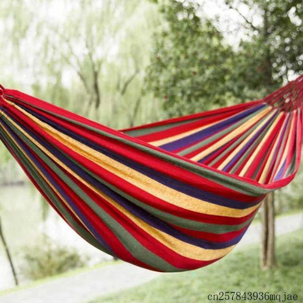 

hammocks 10pcs canvas rainbow double hanging beds outdoor 2 person camping hammock ultralight leisure bed1