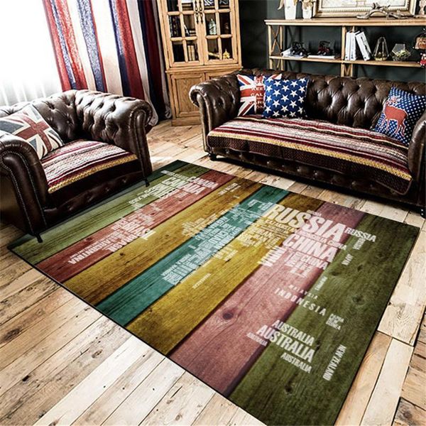 

wishstar imitation colorful wood grain carpet with white english alphabet printed sofa carpet bedroom beside rug floor1