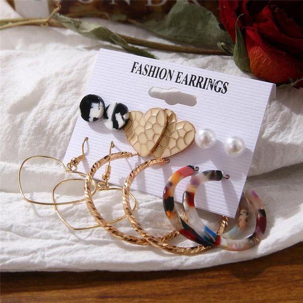 

fashion shell tassel earrings for women bohemia leopard acrylic earrings big geometric star heart pearl earrings set diy jewelry sqckjm, Golden