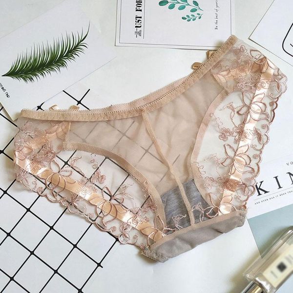 

lace embroidered panties breathable low waist temptation hip briefs ladies hollow panties1, Black;pink