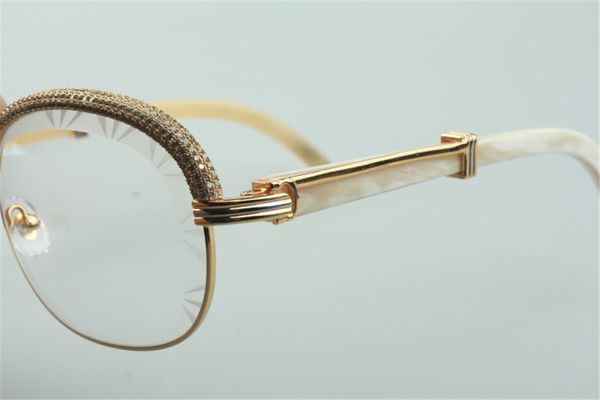 En çok satan en kaliteli yeni stil doğal beyaz manda boynuz gözlükleri, üst düzey elmas kaş çerçevesi 1116728-a Boyut: 60-18-140mm