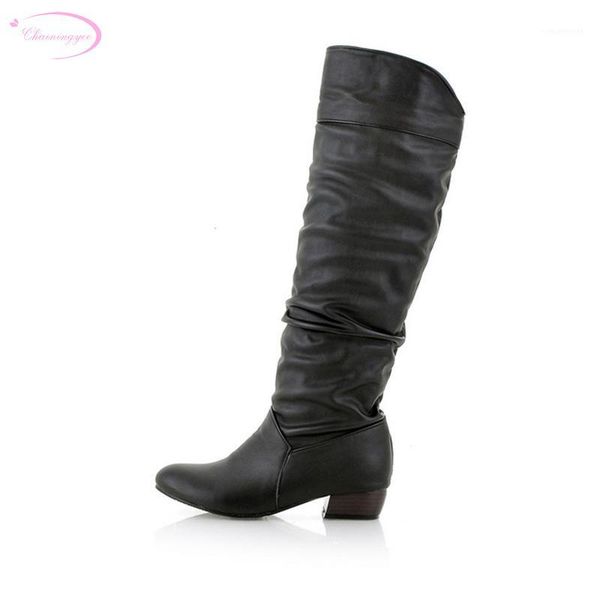 

boots chainingyee street comfortable autumn ankle fashion fold slip black white brown low heel women's riding big size1