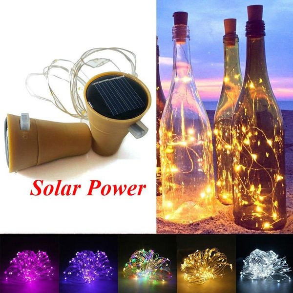 

10led/20led solar wine bottle lights led fairy copper wire string lights wine bottle light lamp wedding christmas party decor